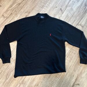 Ralph Lauren Black Turtleneck Sweater with Red Polo Emblem
